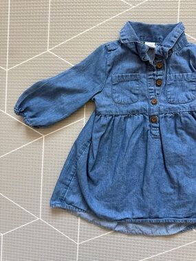 Old Navy|Baby girl Blue Denim Button-Front Dress,long sleeve chambray•••6-12M